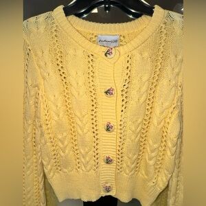 Pendleton Soft Yellow Cable Knit Cardigan